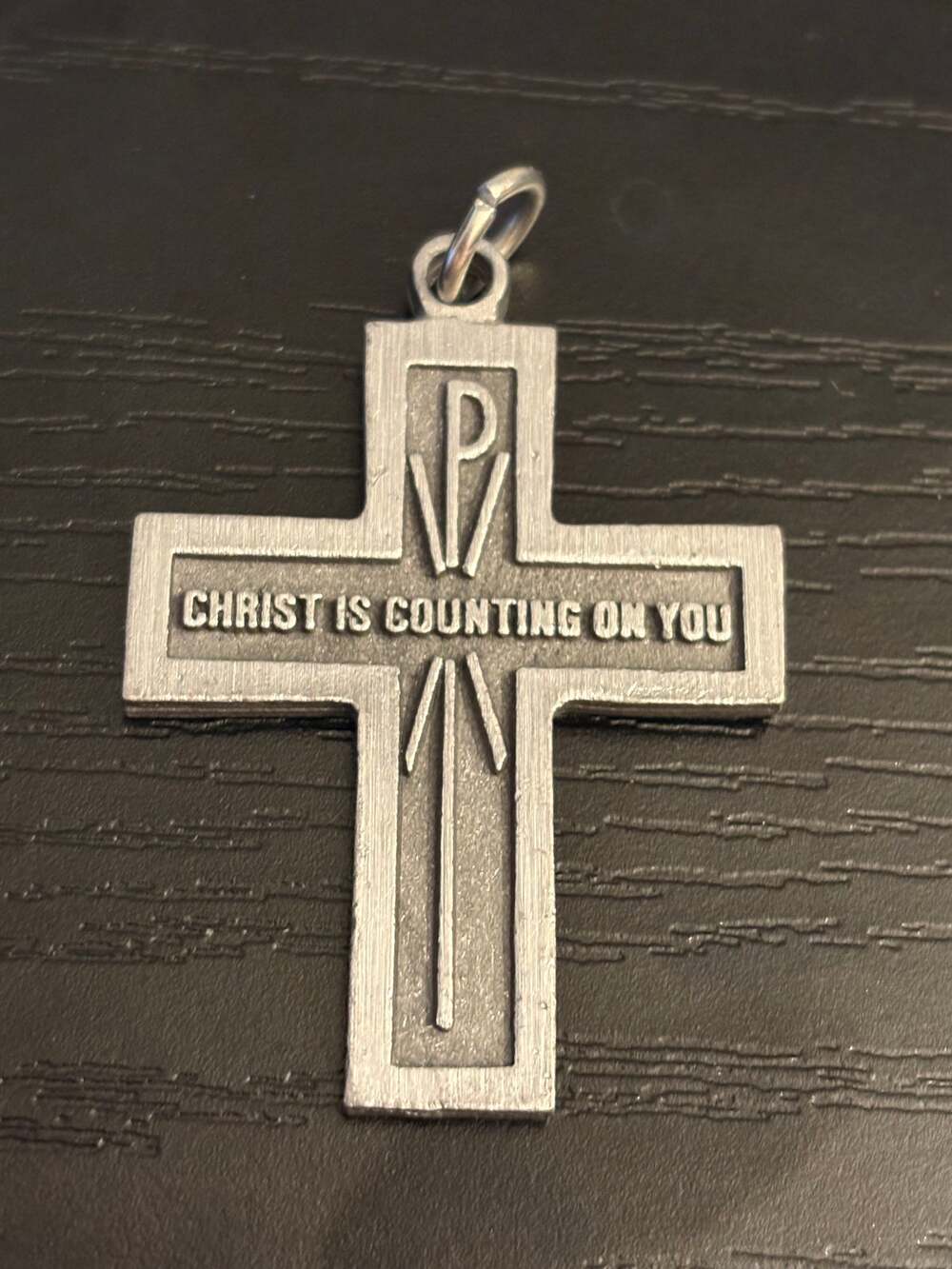 Vintage Metal Christ Is Counting on You Cross Pendant